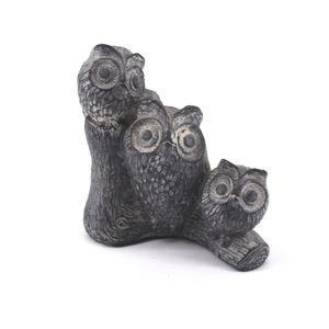 Nuvuk Owls On Branch Vintage Grey Soapstone Art Sculpture Figurine Canada Signed